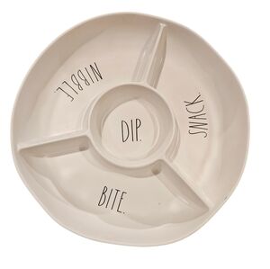 NWOT Rae Dunn Chip Dip Platter 100% Melamine 12.5" X 12.5"